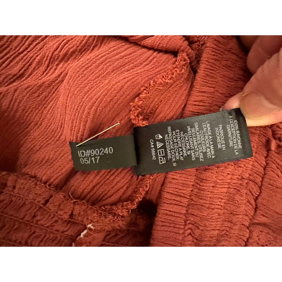 Express Crochet Inlet Schiffli Lace Bell Sleeve Elastic Waist Blouse Top Sz XS - Picture 11 of 14